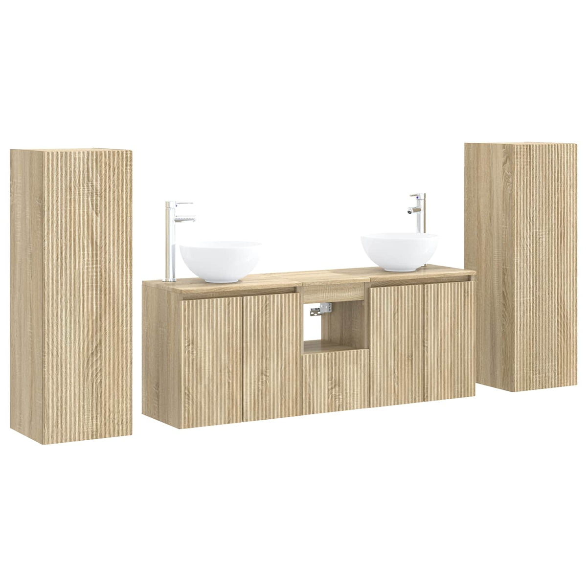 Ensemble de mobilier de salle de bain 5 pc Chêne Sonoma