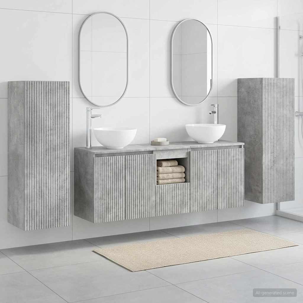 Ensemble de mobilier de salle de bain 5 pc Gris béton