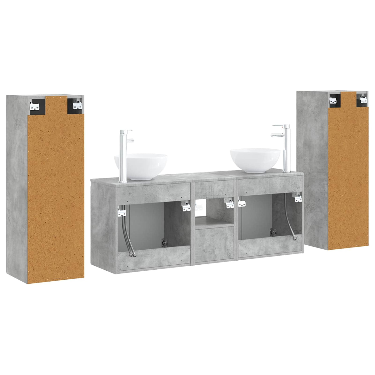 Ensemble de mobilier de salle de bain 5 pc Gris béton