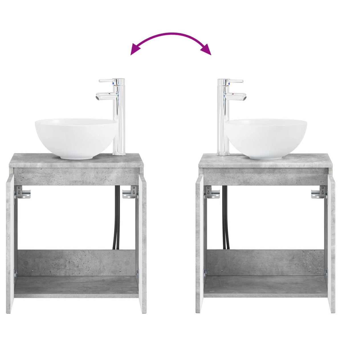 Ensemble de mobilier de salle de bain 5 pc Gris béton