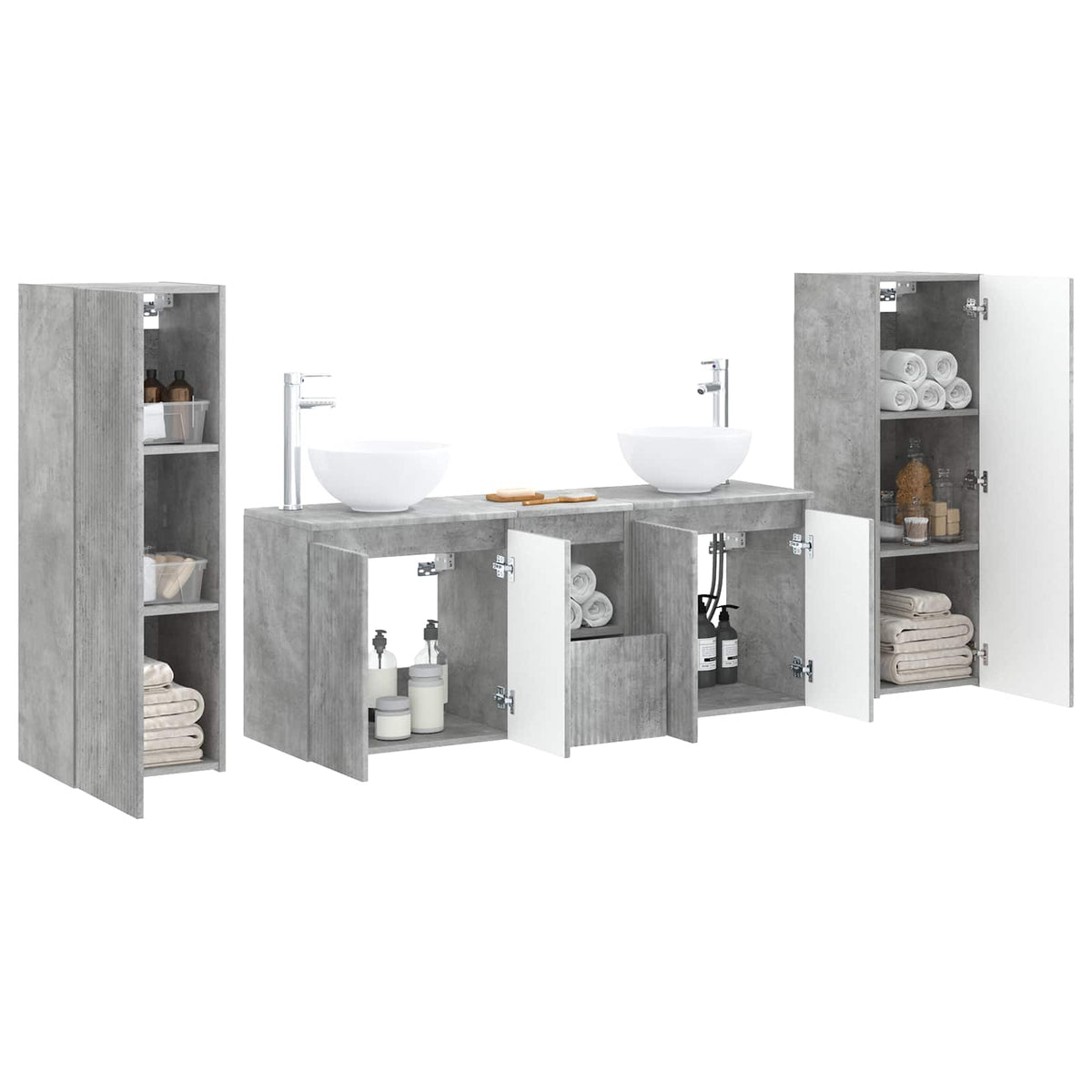 Ensemble de mobilier de salle de bain 5 pc Gris béton