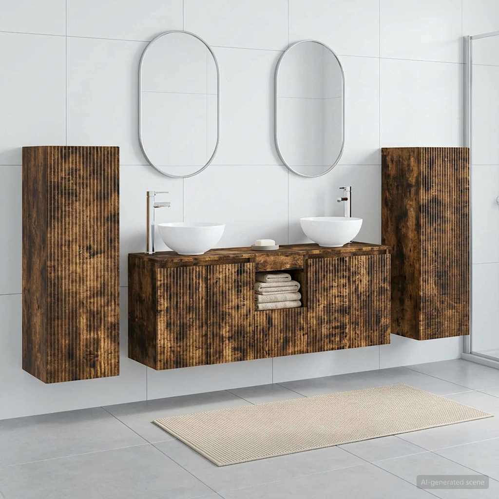 Ensemble de mobilier de salle de bain 5 pc Chêne fumé
