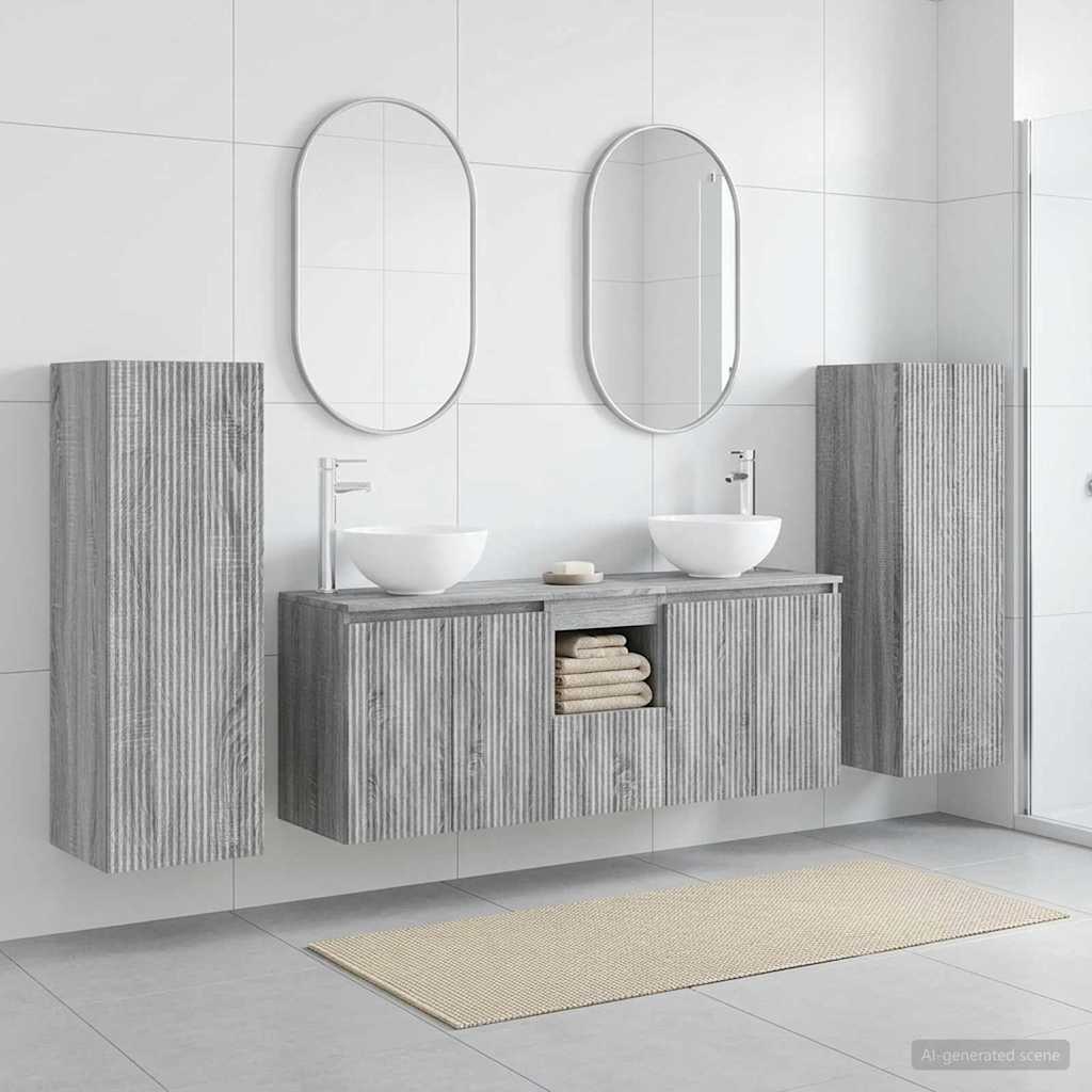 Ensemble de mobilier de salle de bain 5 pc Sonoma gris