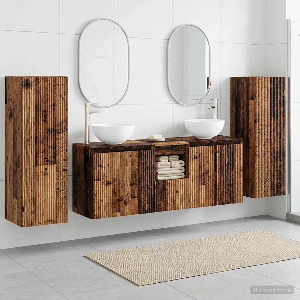 Ensemble de mobilier de salle de bain 5 pc Bois ancien
