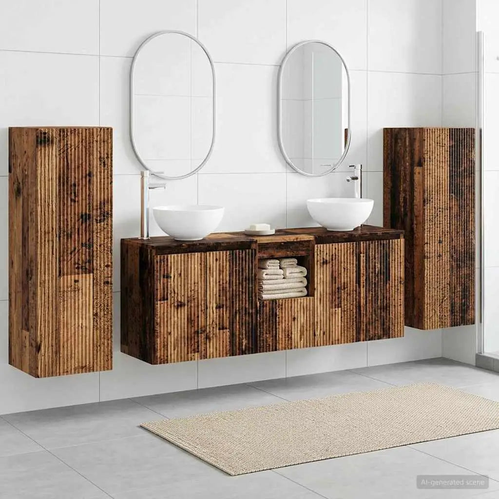 Ensemble de mobilier de salle de bain 5 pc Bois ancien - XIOS