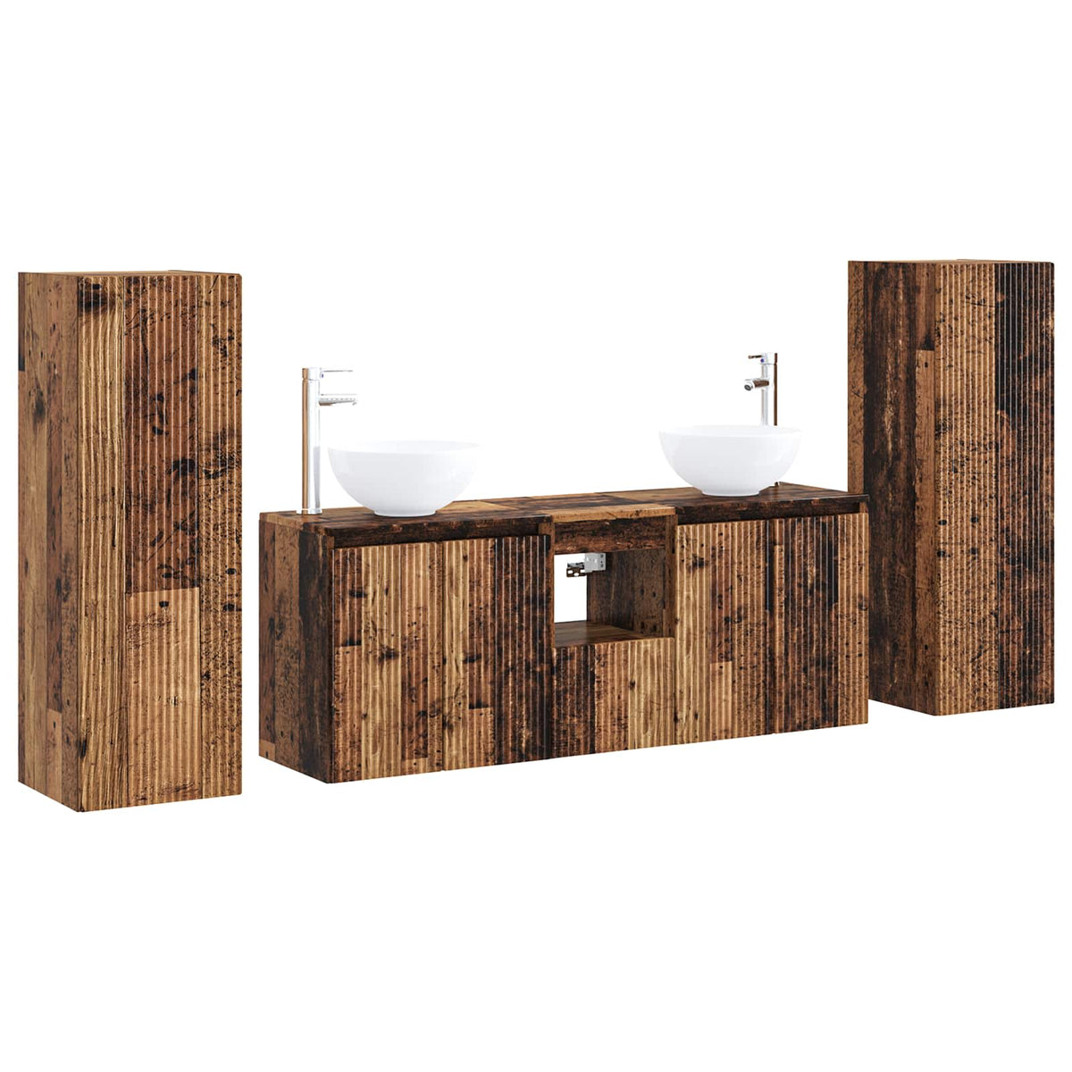 Ensemble de mobilier de salle de bain 5 pc Bois ancien