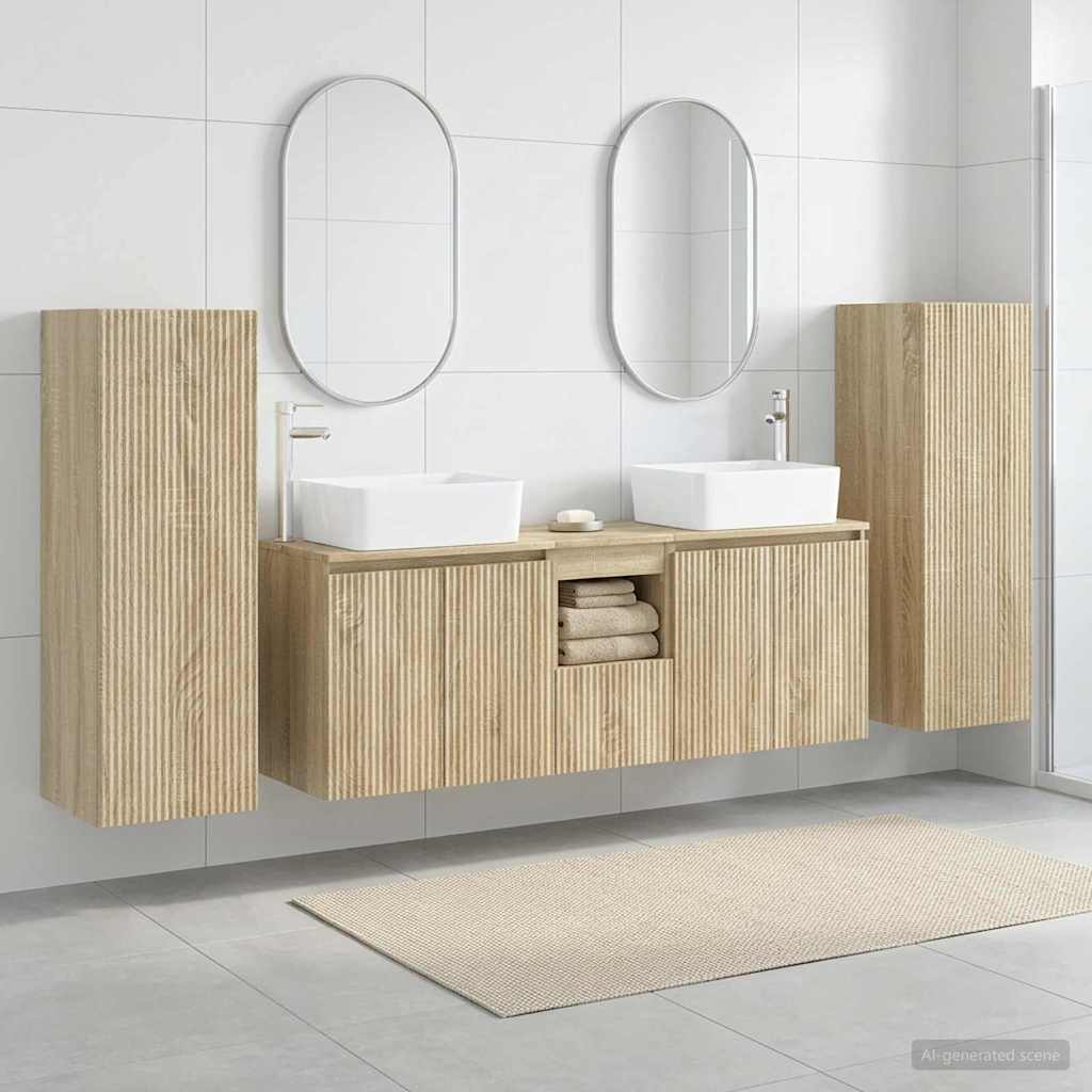 Ensemble de mobilier de salle de bain 5 pc Chêne Sonoma