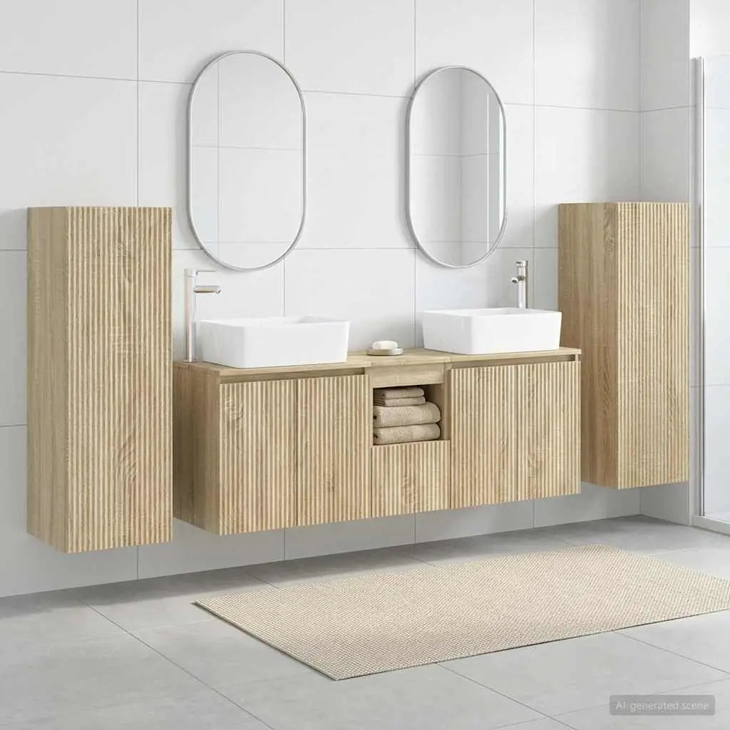 Ensemble de mobilier de salle de bain 5 pc Chêne Sonoma - XIOS