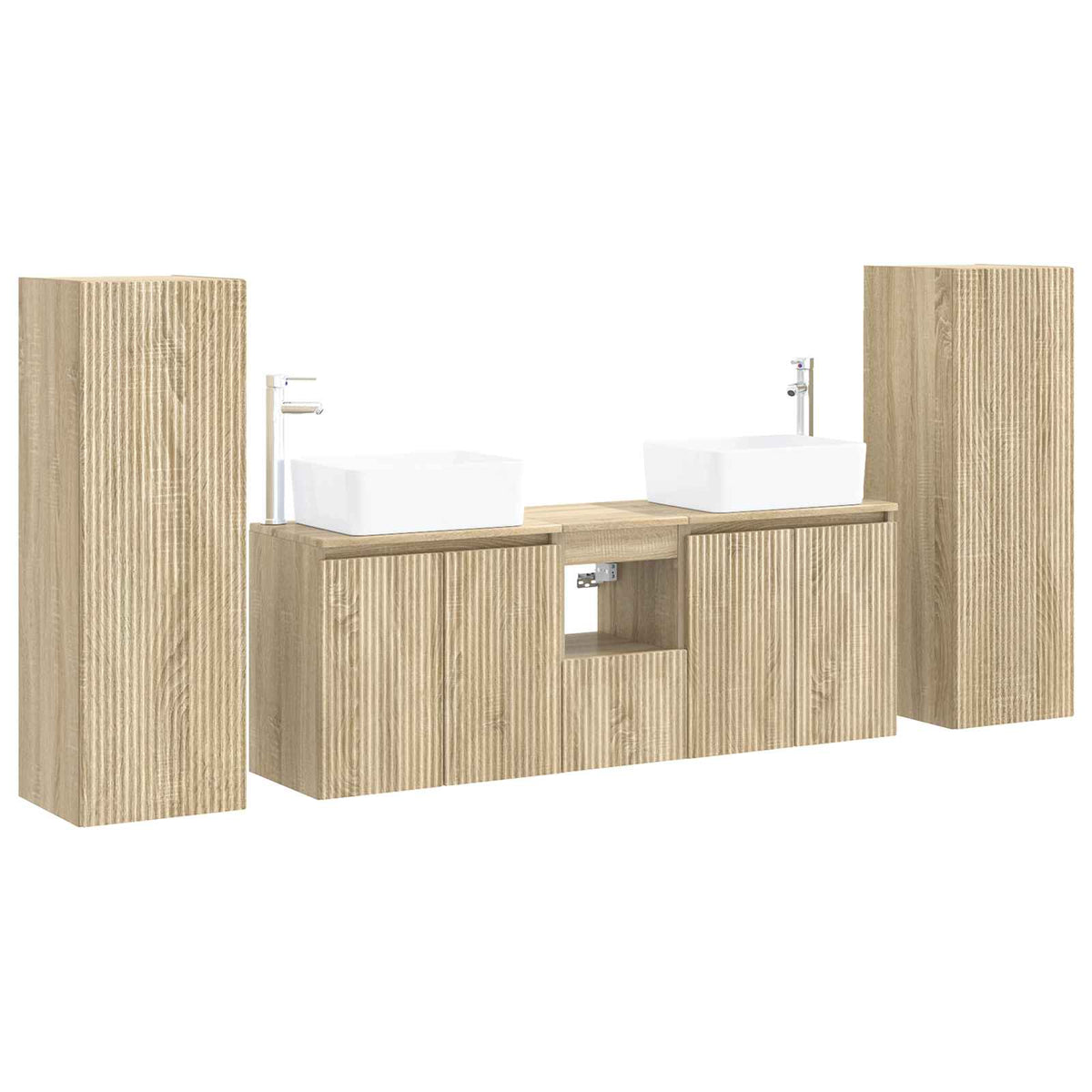 Ensemble de mobilier de salle de bain 5 pc Chêne Sonoma