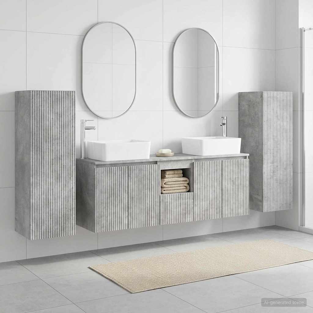Ensemble de mobilier de salle de bain 5 pc Gris béton
