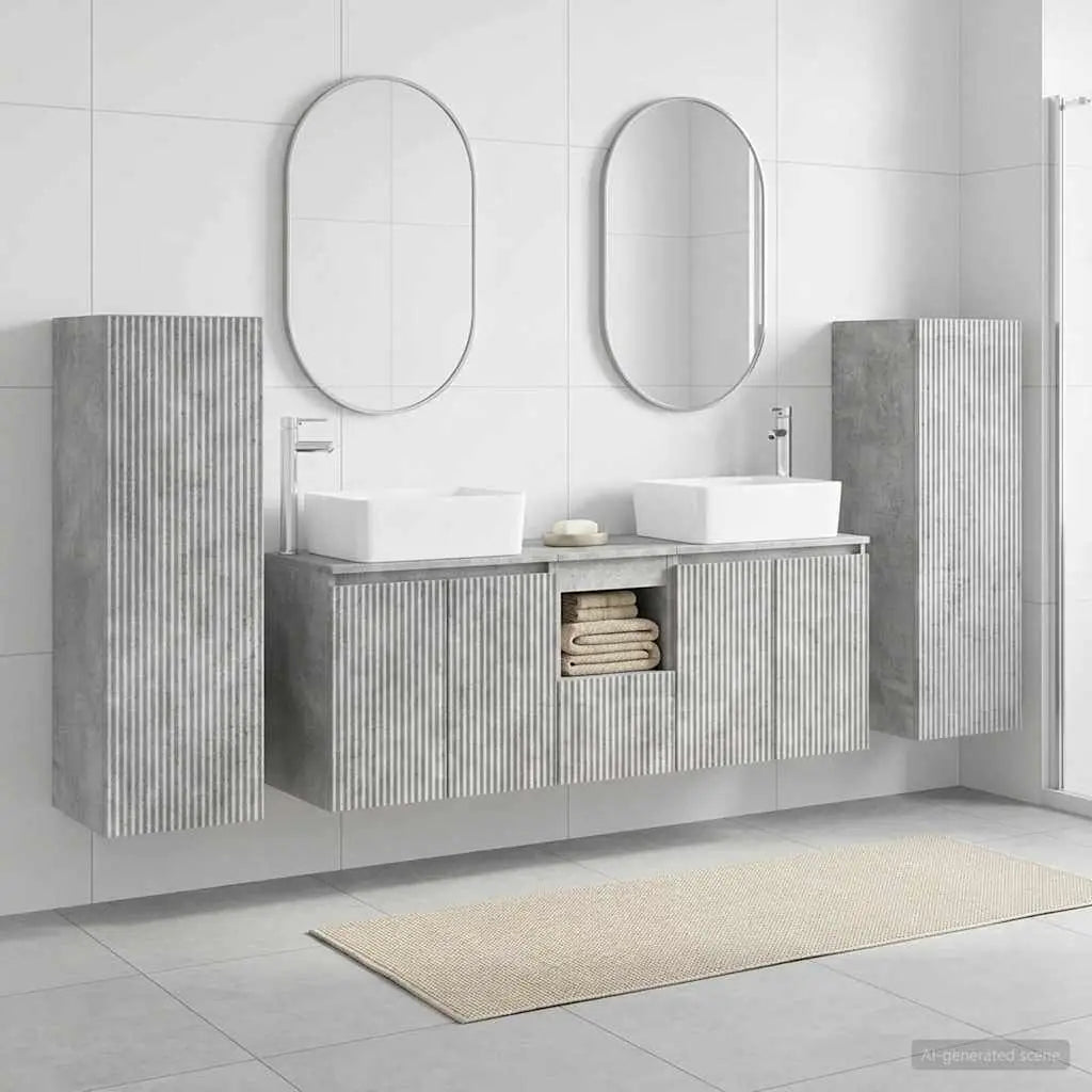 Ensemble de mobilier de salle de bain 5 pc Gris béton - XIOS