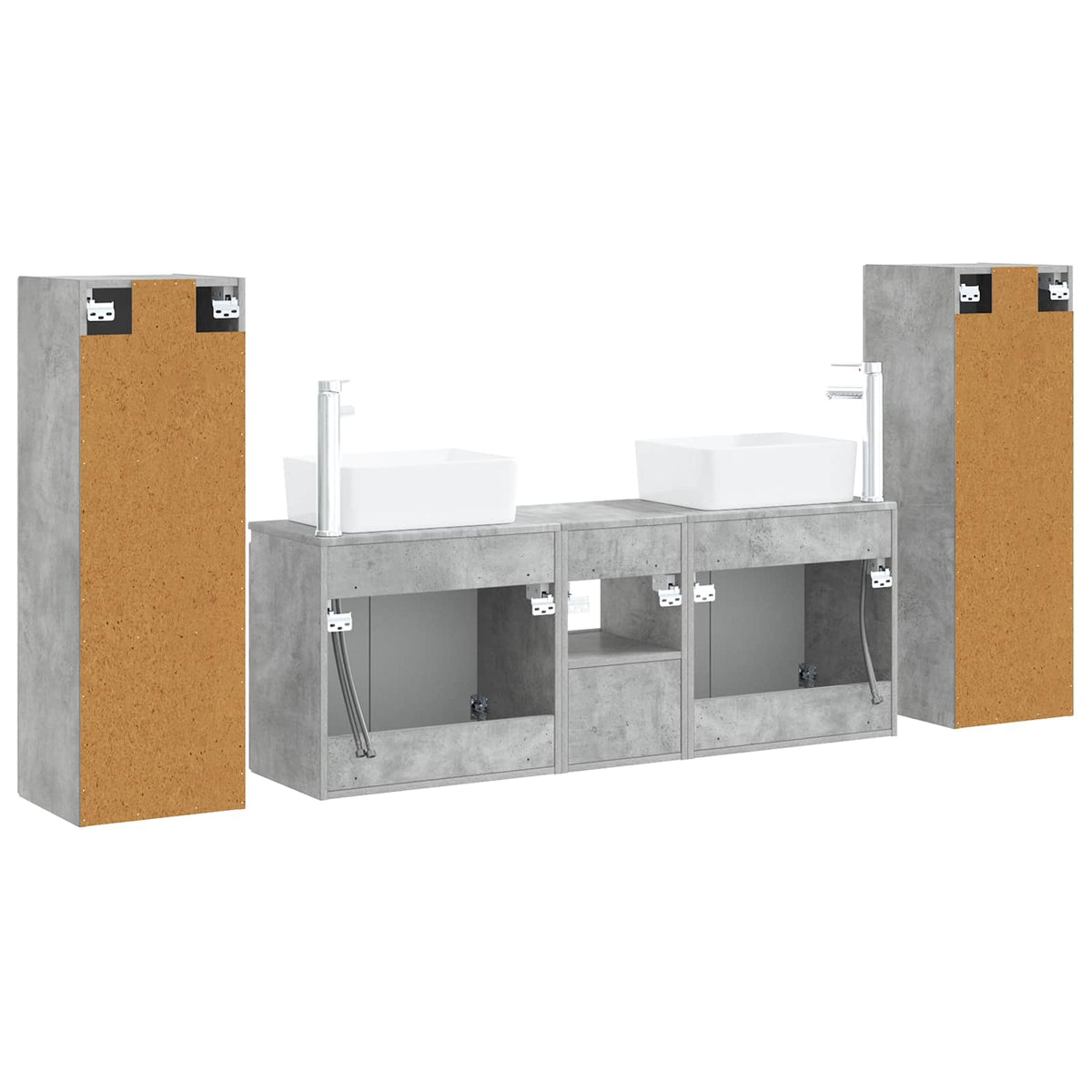 Ensemble de mobilier de salle de bain 5 pc Gris béton