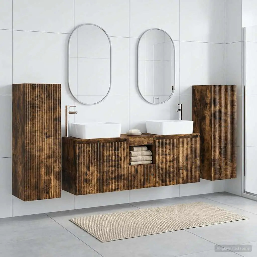 Ensemble de mobilier de salle de bain 5 pc Chêne fumé - XIOS