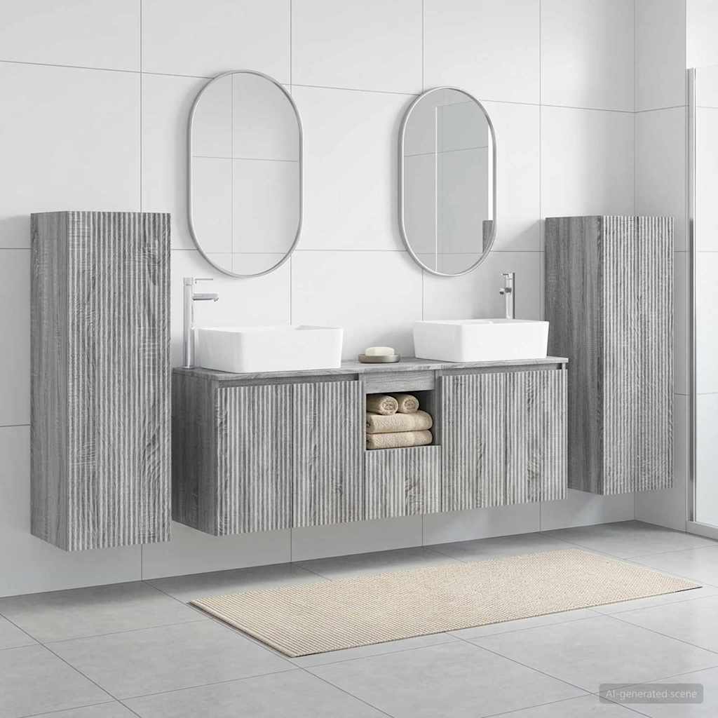 Ensemble de mobilier de salle de bain 5 pc Sonoma gris