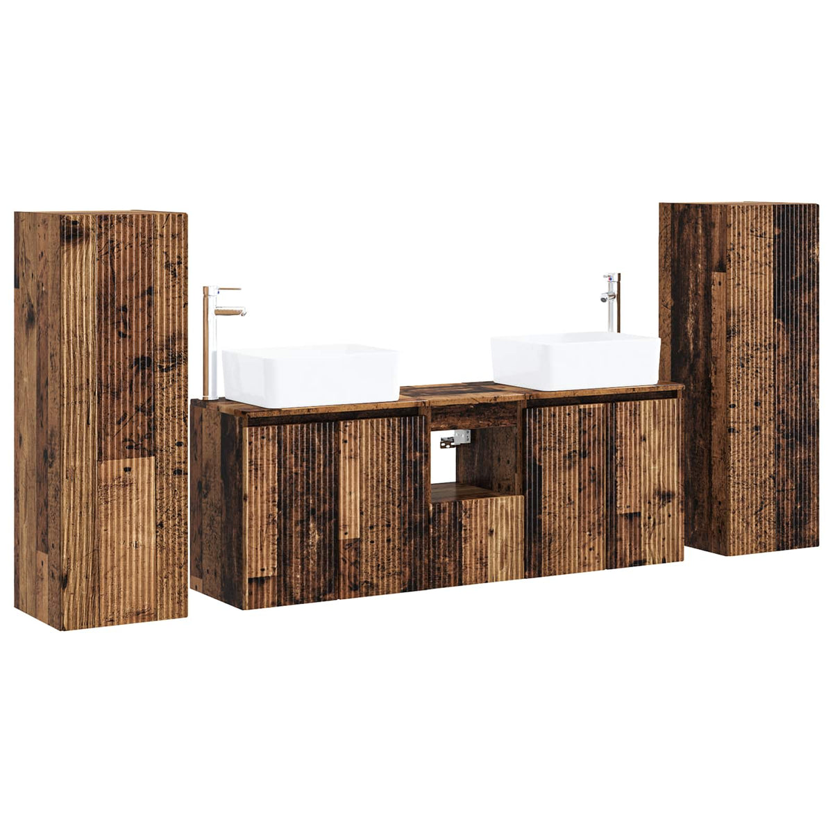 Ensemble de mobilier de salle de bain 5 pc Bois ancien
