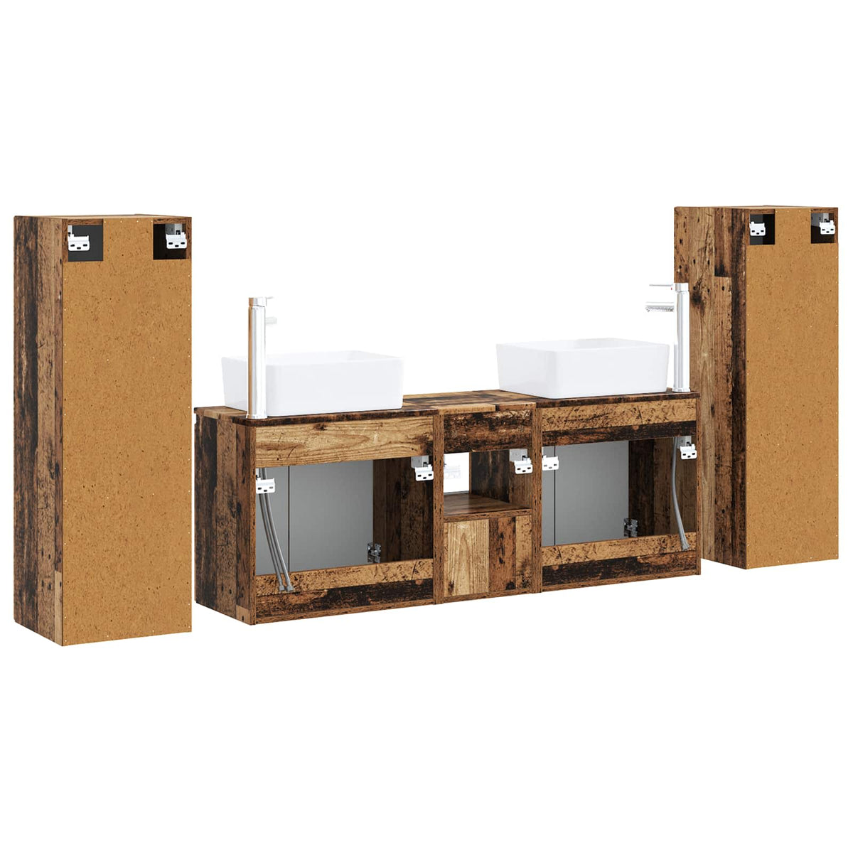 Ensemble de mobilier de salle de bain 5 pc Bois ancien
