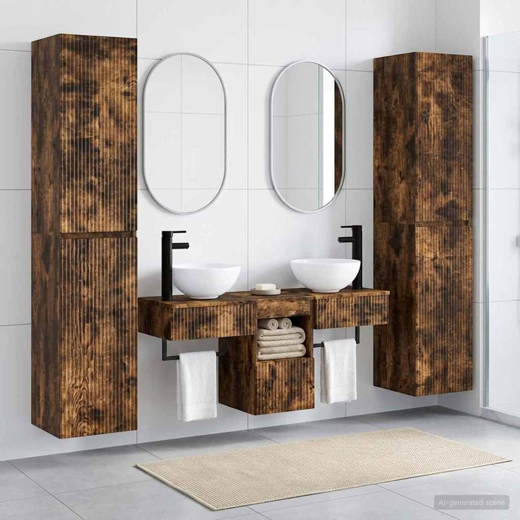 Ensemble de mobilier de salle de bain 5 pc Chêne fumé