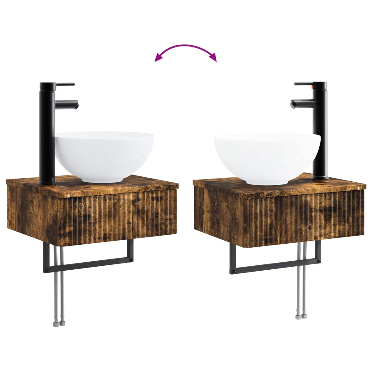 Ensemble de mobilier de salle de bain 5 pc Chêne fumé