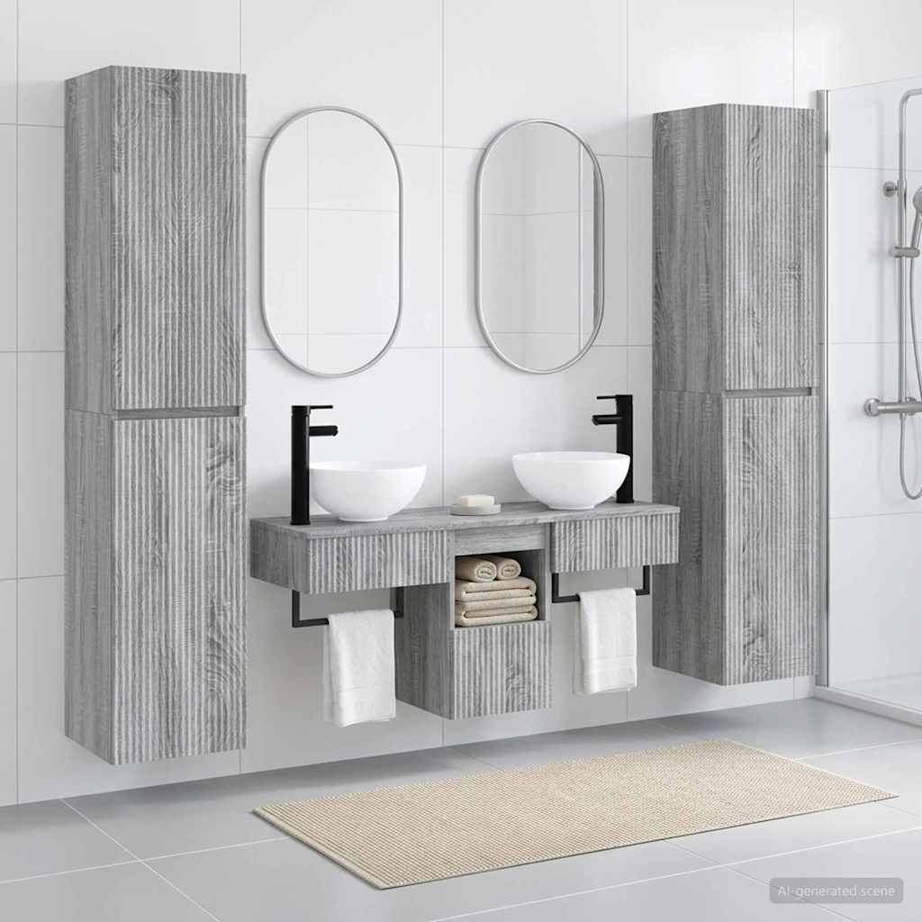 Ensemble de mobilier de salle de bain 5 pc Sonoma gris