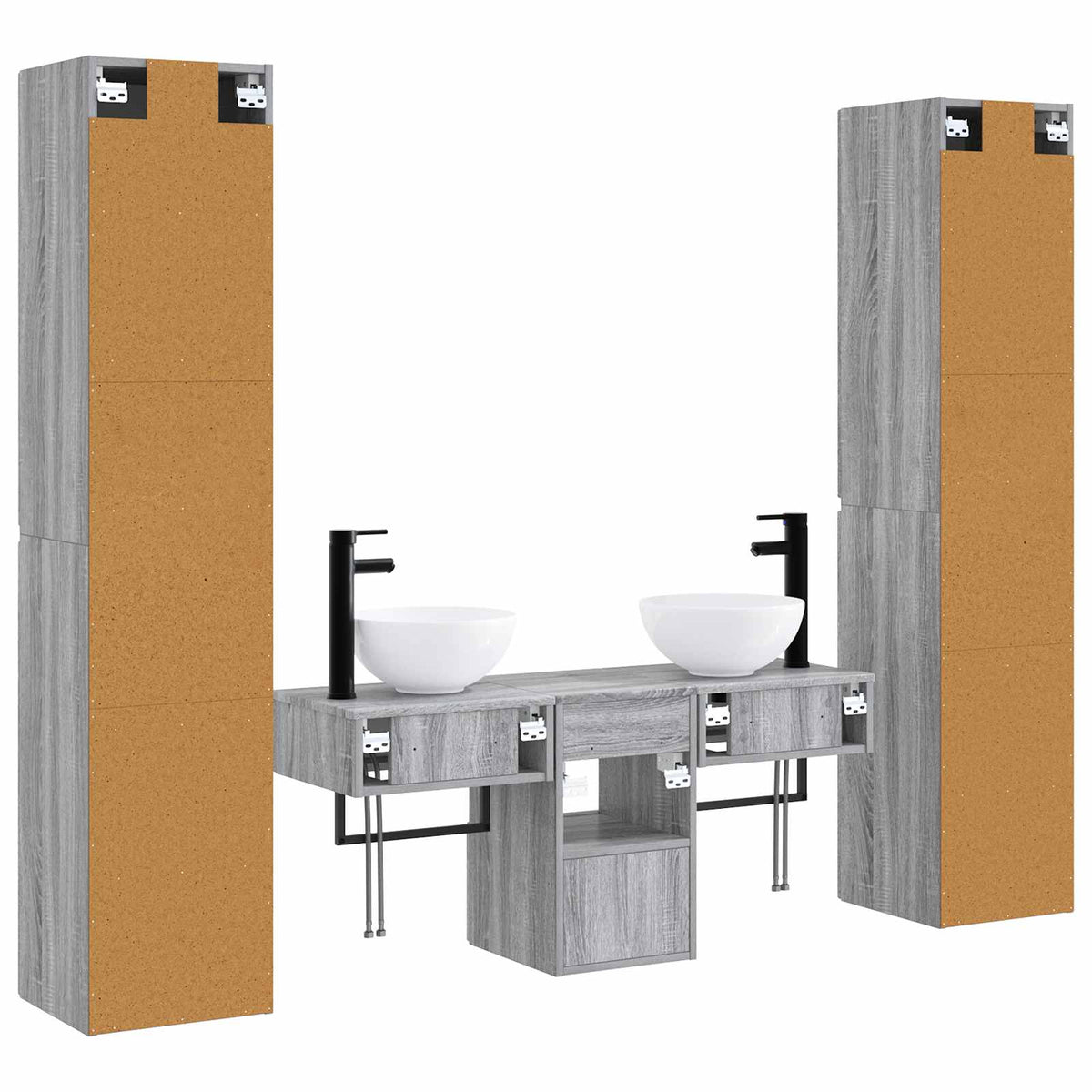 Ensemble de mobilier de salle de bain 5 pc Sonoma gris