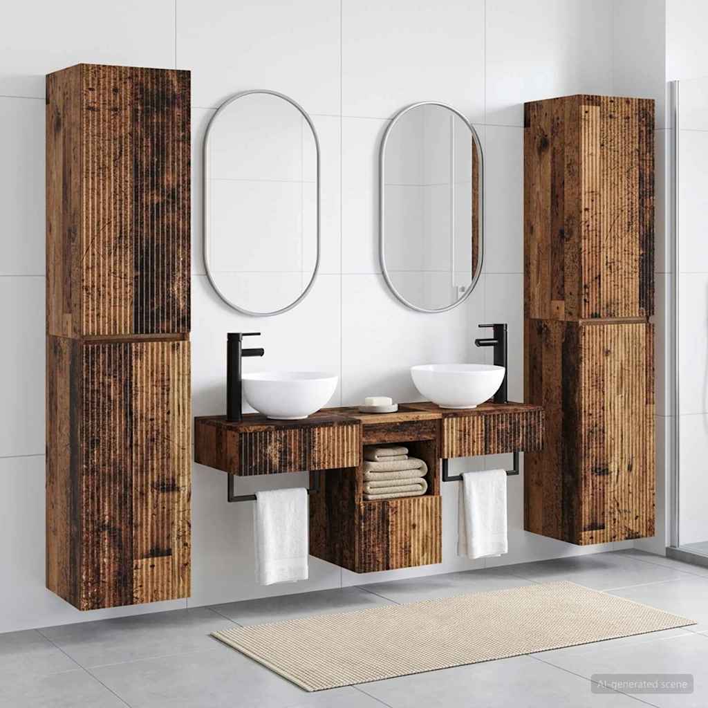 Ensemble de mobilier de salle de bain 5 pc Bois ancien