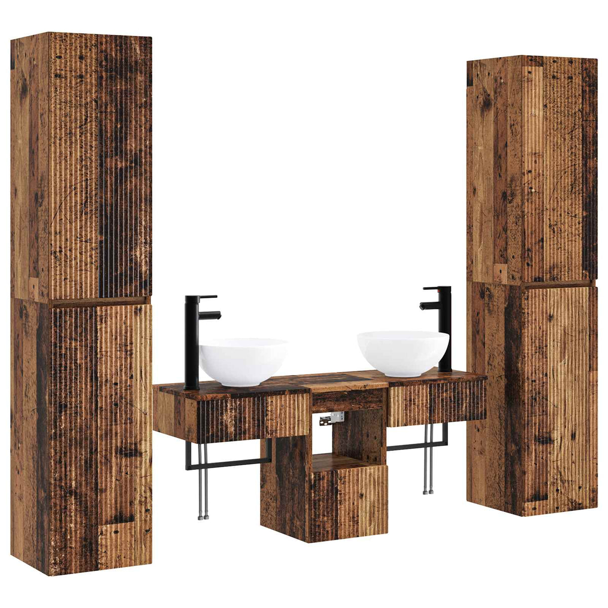 Ensemble de mobilier de salle de bain 5 pc Bois ancien