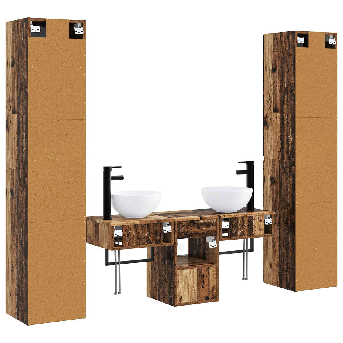 Ensemble de mobilier de salle de bain 5 pc Bois ancien