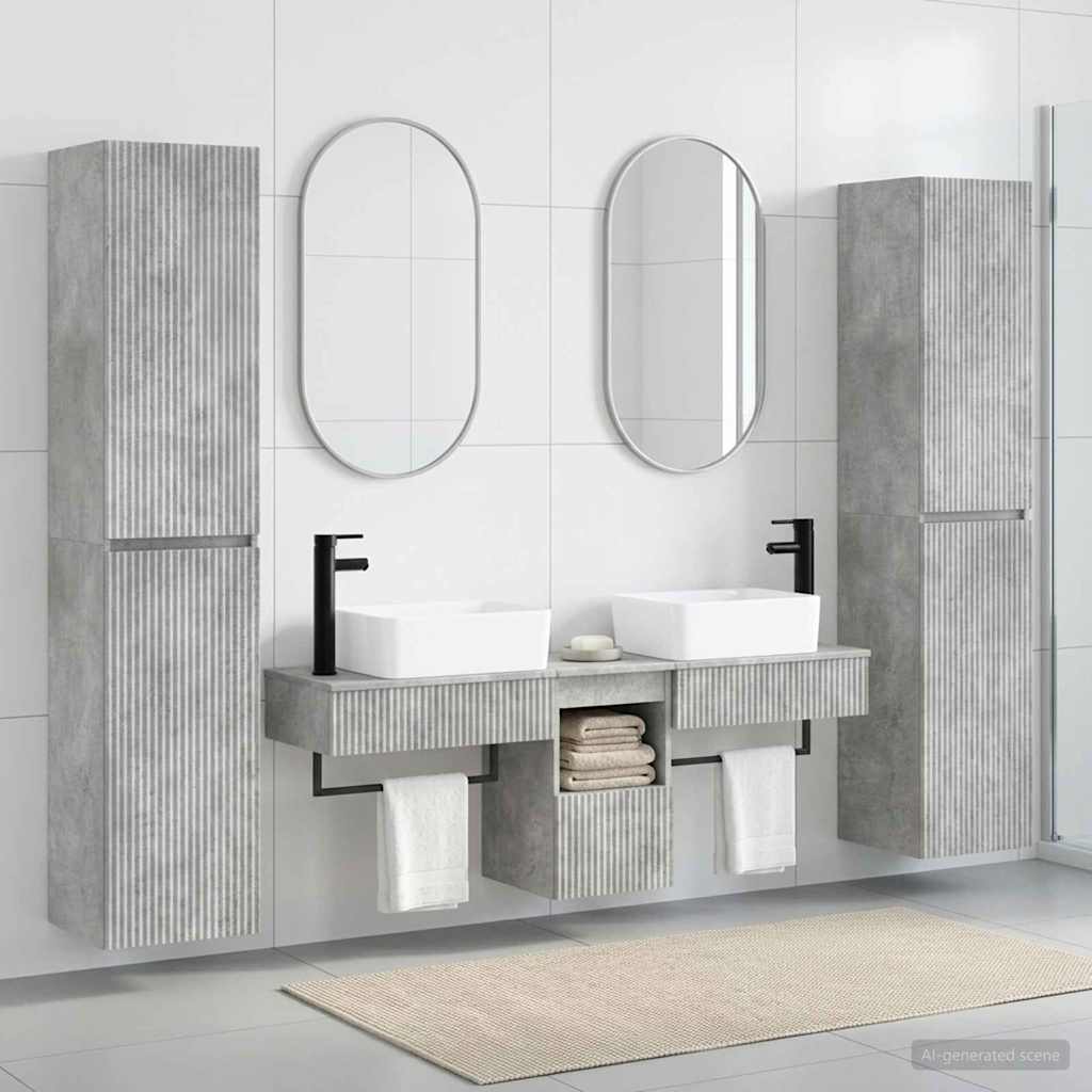 Ensemble de mobilier de salle de bain 5 pc Gris béton