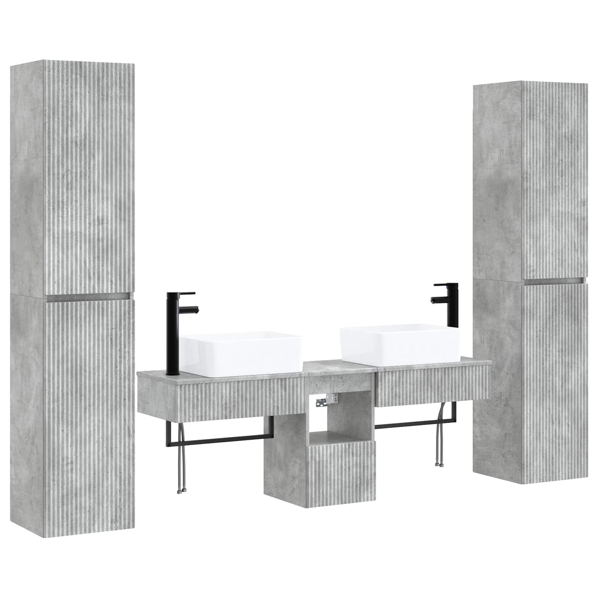Ensemble de mobilier de salle de bain 5 pc Gris béton
