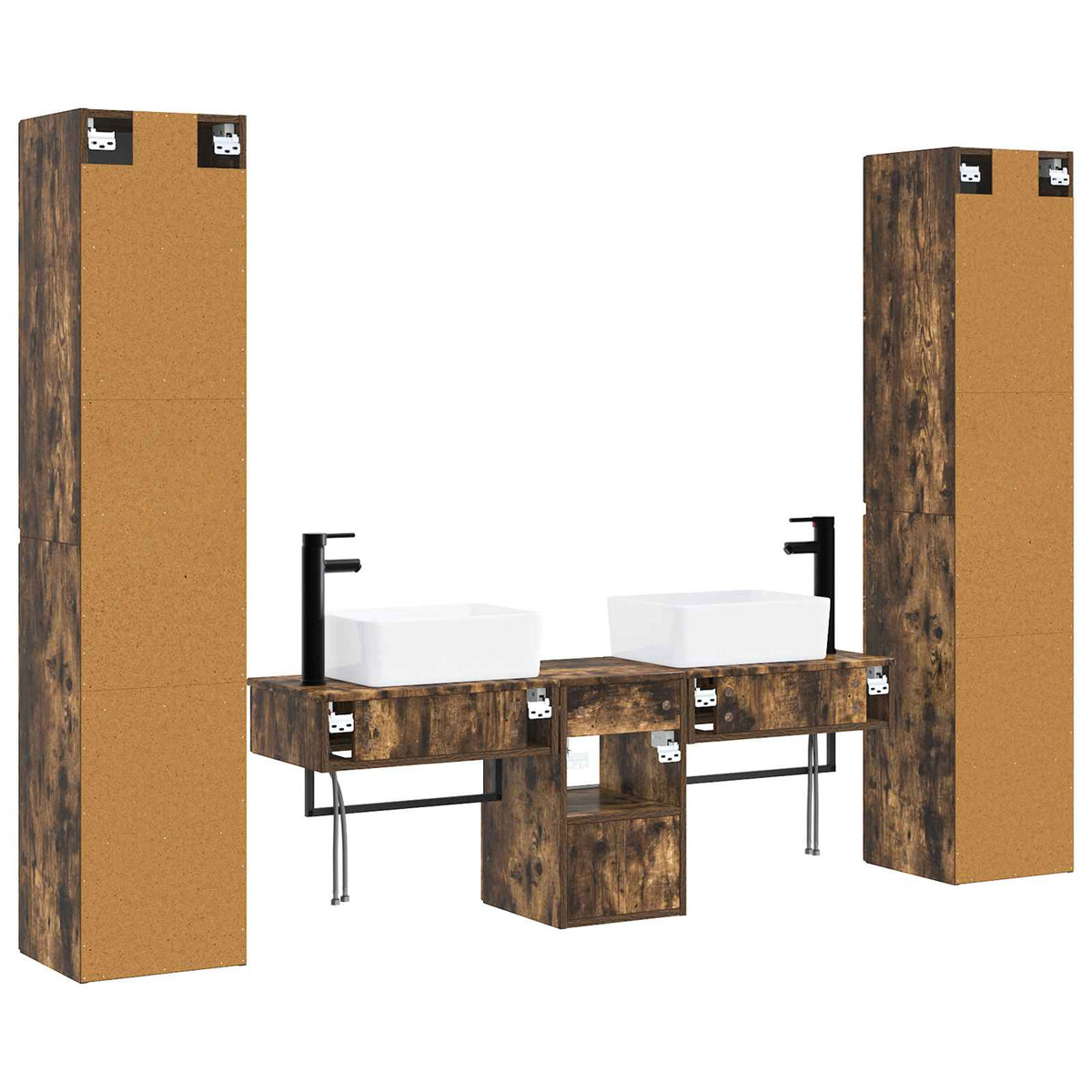 Ensemble de mobilier de salle de bain 5 pc Chêne fumé
