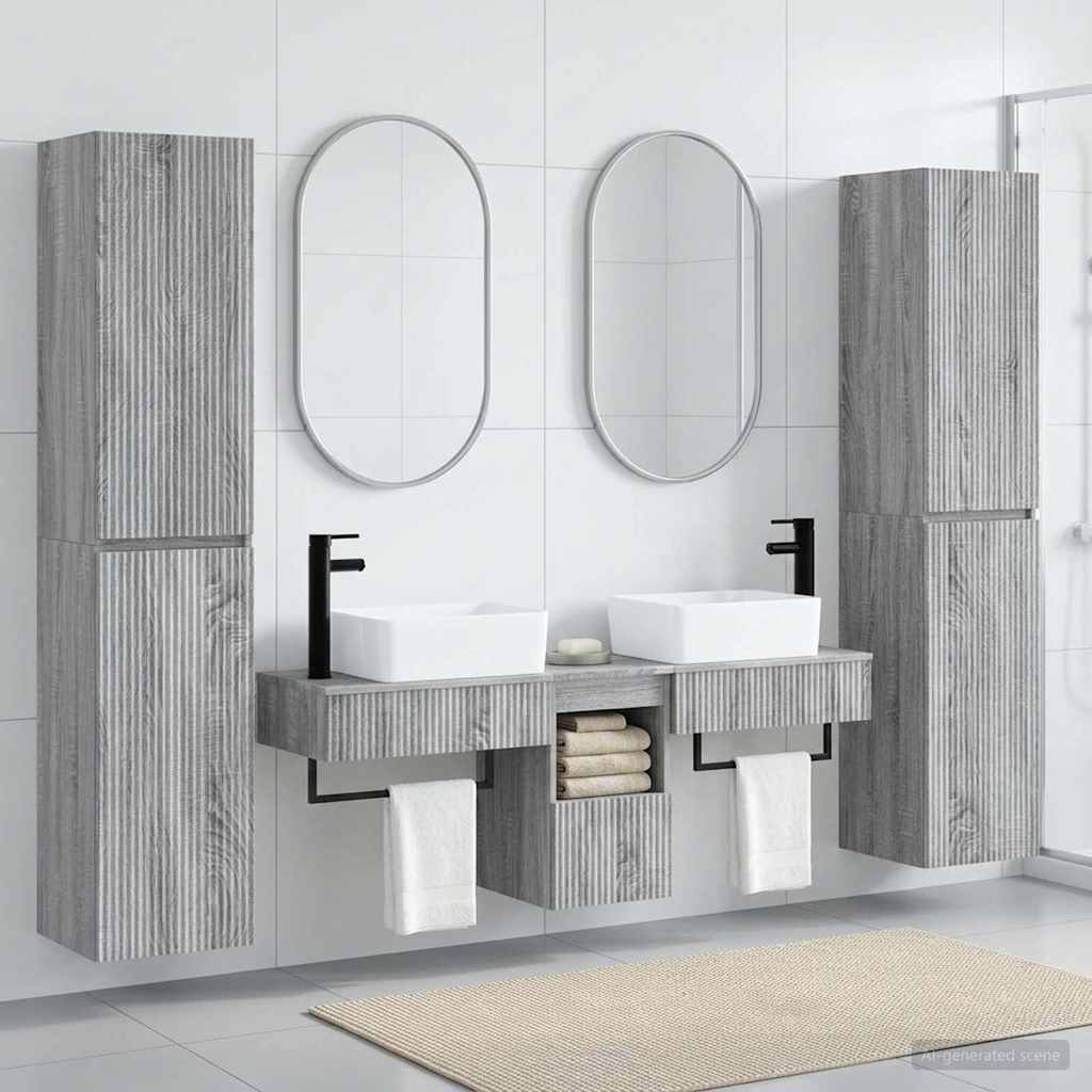 Ensemble de mobilier de salle de bain 5 pc Sonoma gris