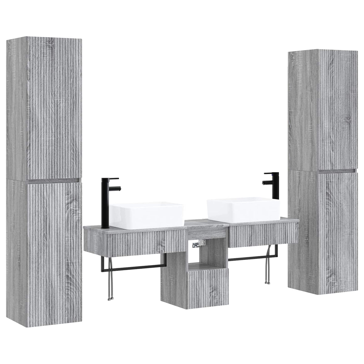Ensemble de mobilier de salle de bain 5 pc Sonoma gris
