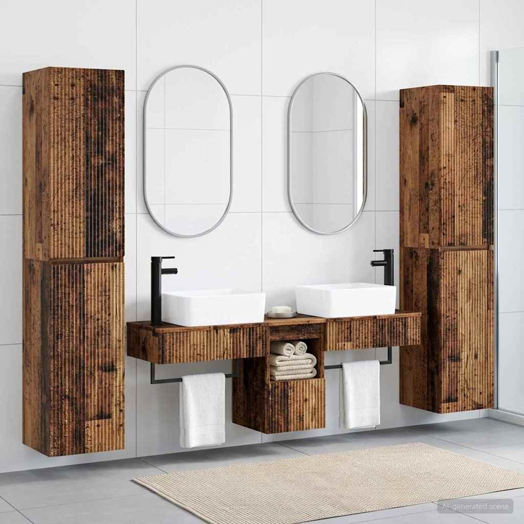 Ensemble de mobilier de salle de bain 5 pc Bois ancien