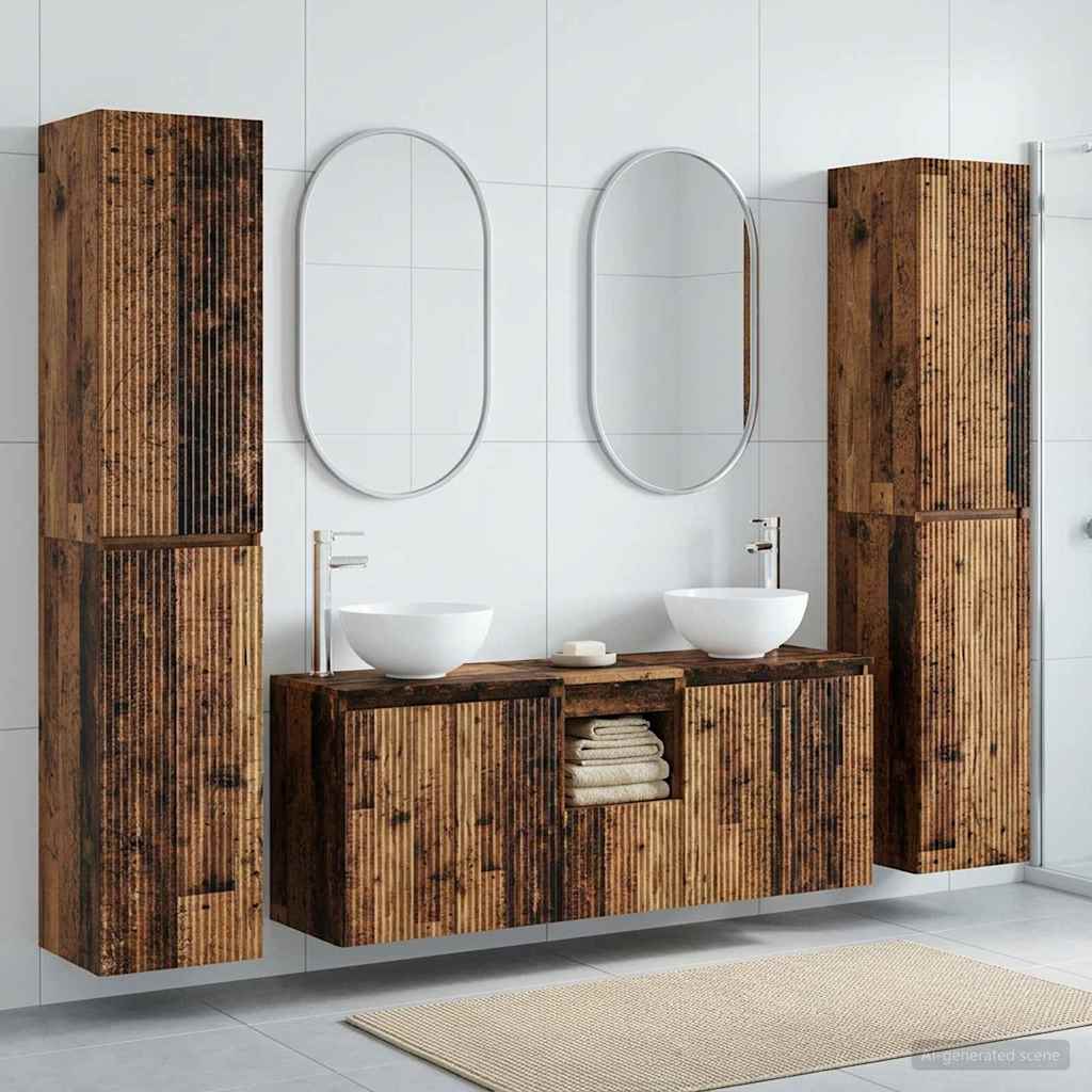 Ensemble de mobilier de salle de bain 5 pc Bois ancien