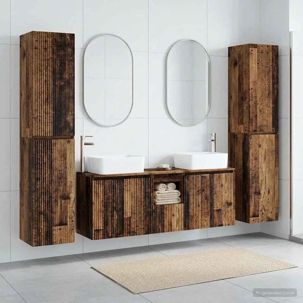 Ensemble de mobilier de salle de bain 5 pc Bois ancien - XIOS