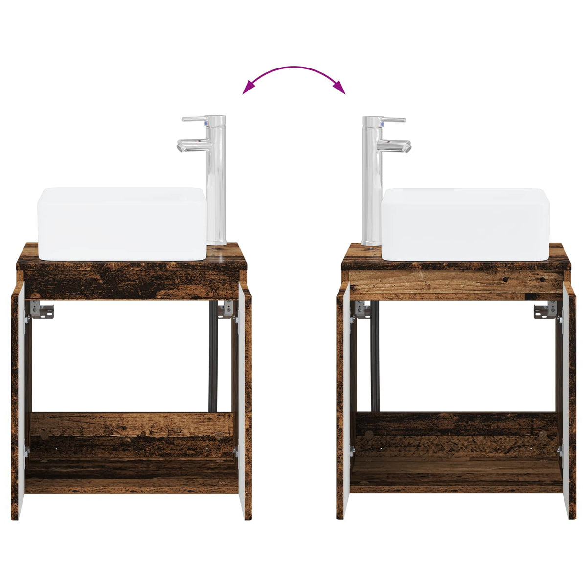 Ensemble de mobilier de salle de bain 5 pc Bois ancien