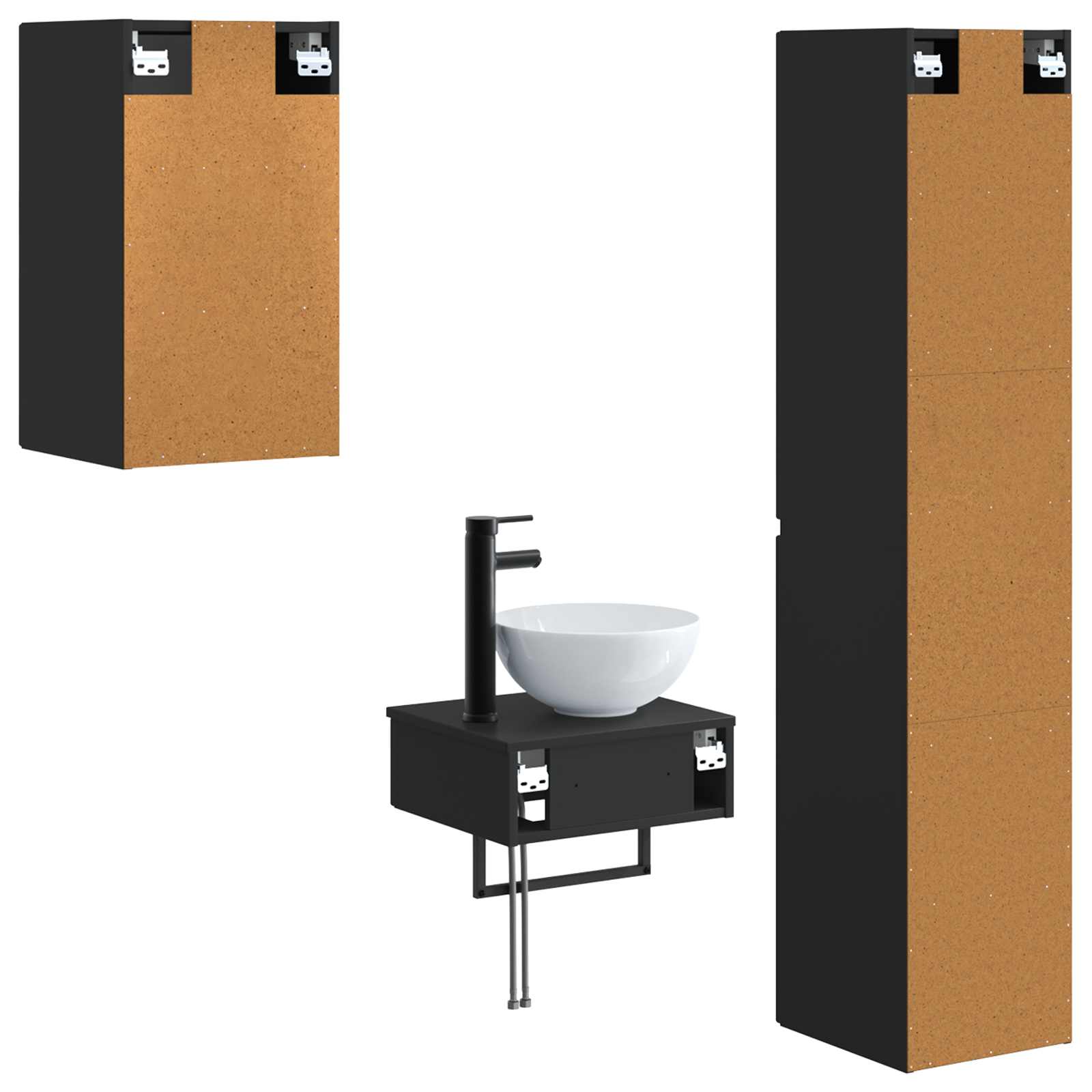 Ensemble de mobilier de salle de bain 3 pc Noir