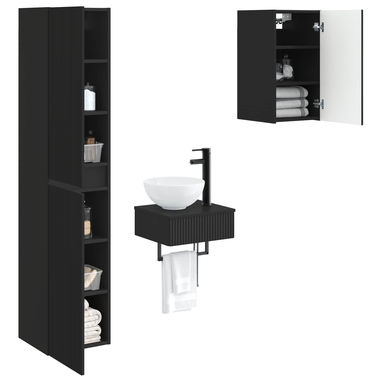 Ensemble de mobilier de salle de bain 3 pc Noir