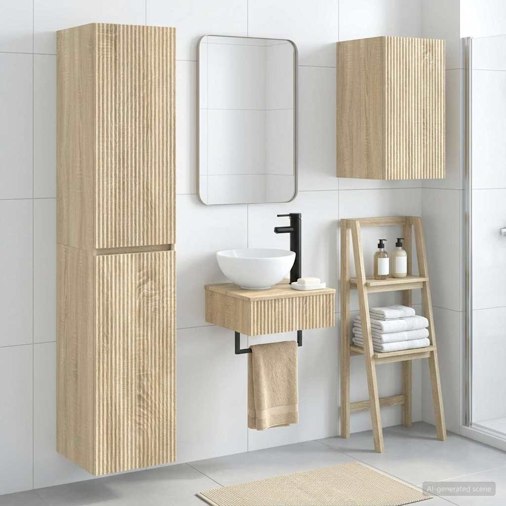 Ensemble de mobilier de salle de bain 3 pc Chêne Sonoma