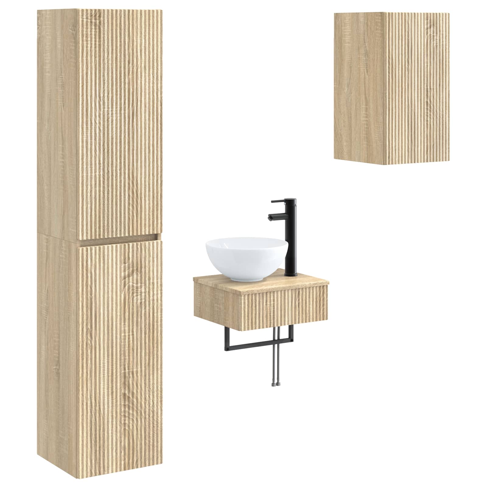 Ensemble de mobilier de salle de bain 3 pc Chêne Sonoma