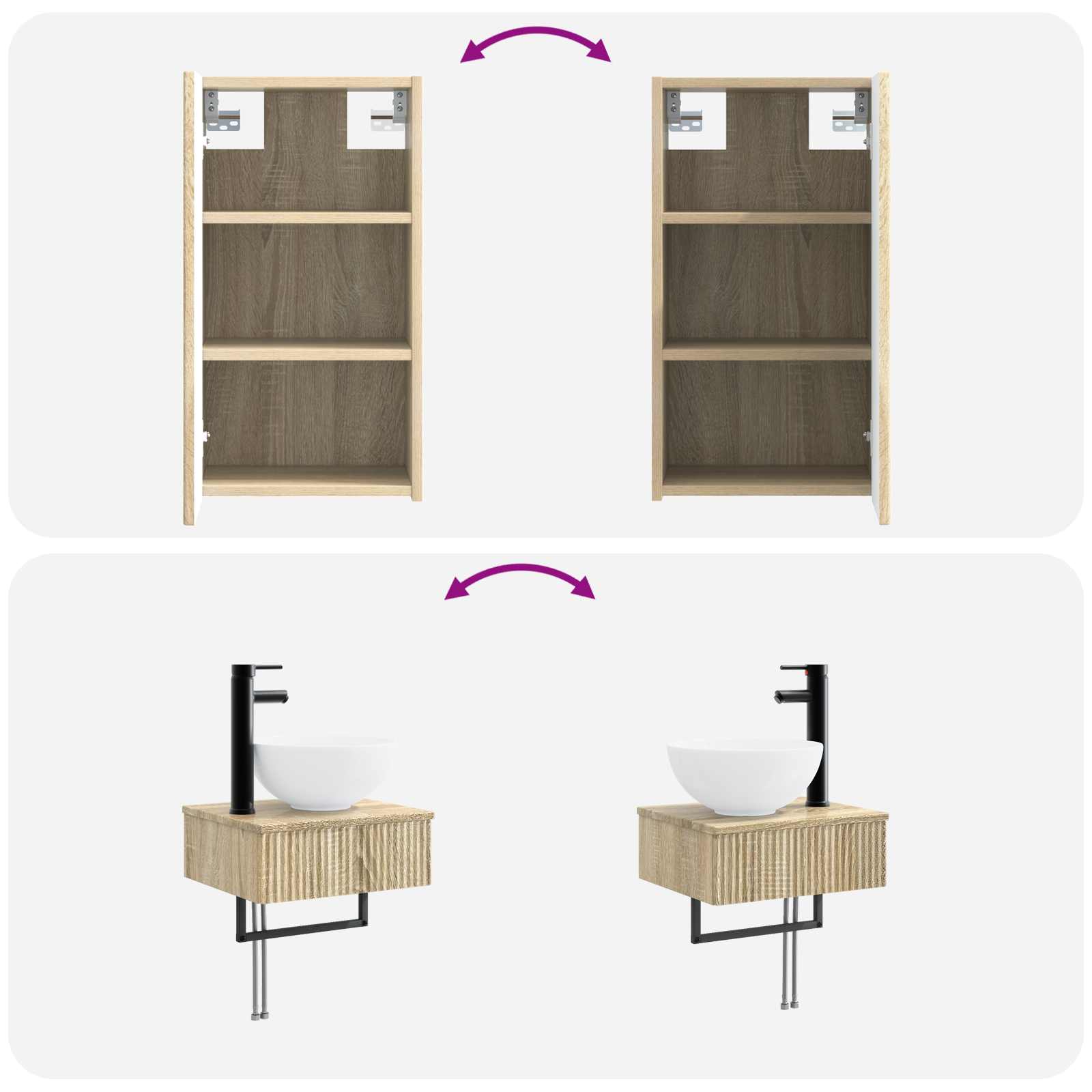 Ensemble de mobilier de salle de bain 3 pc Chêne Sonoma