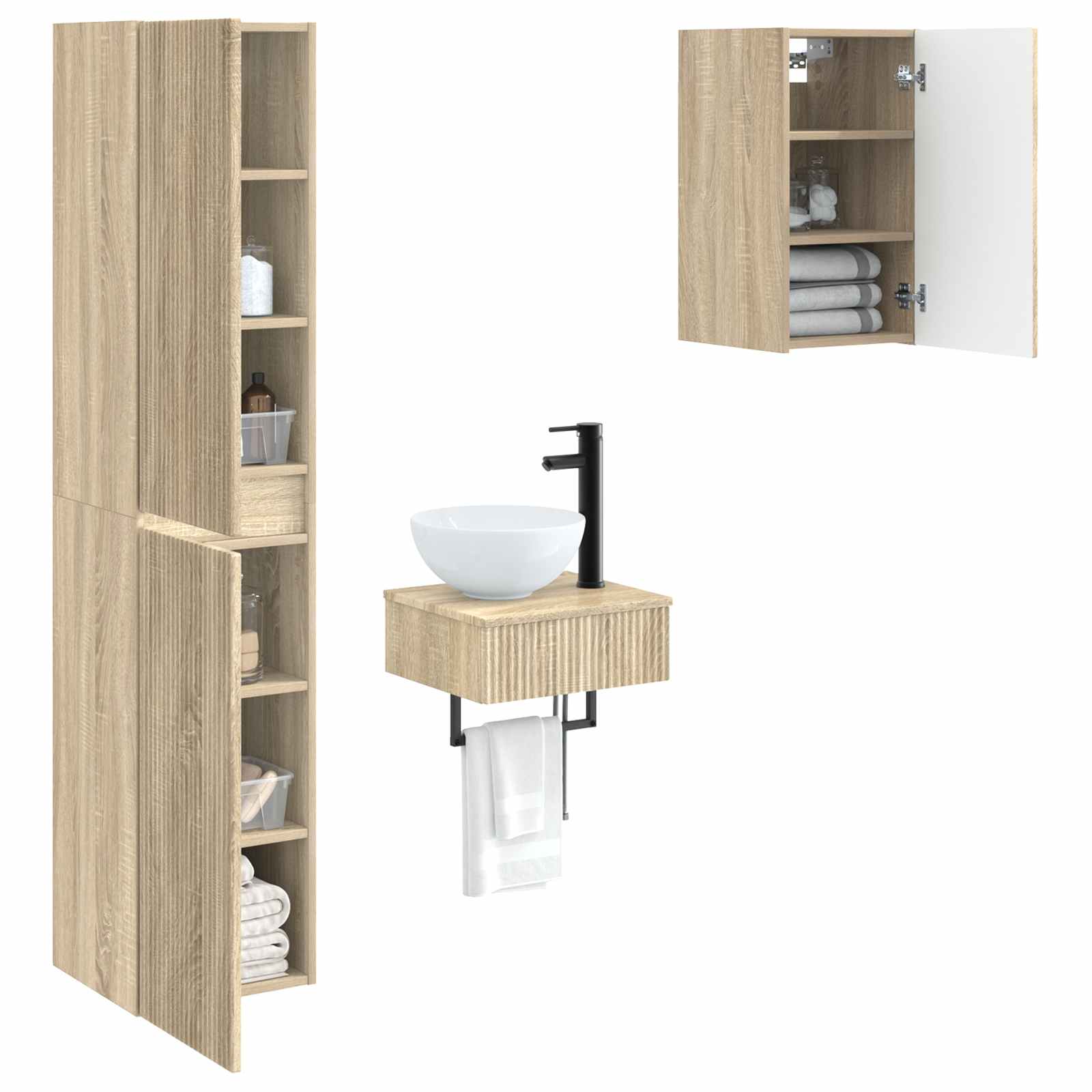 Ensemble de mobilier de salle de bain 3 pc Chêne Sonoma