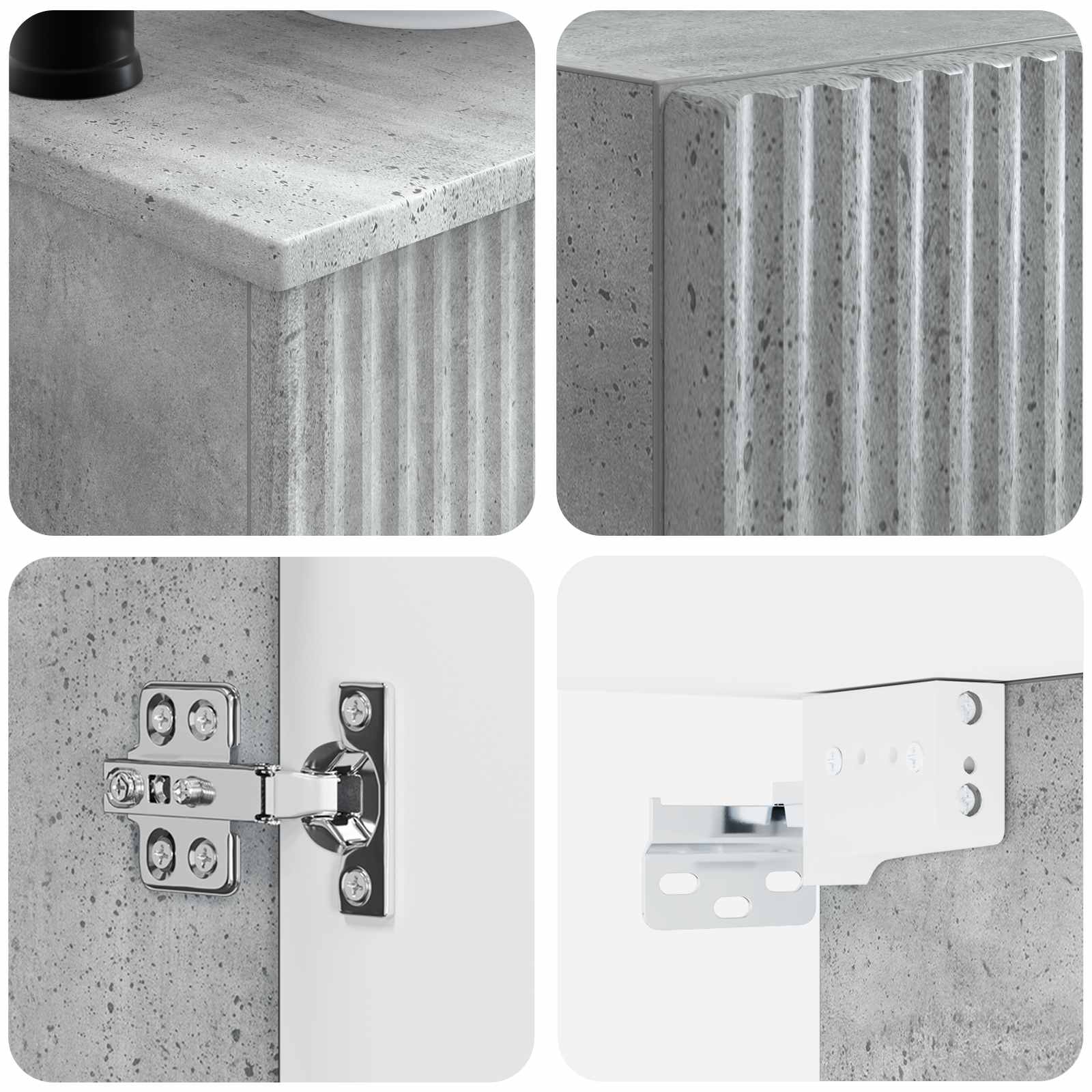 Ensemble de mobilier de salle de bain 3 pc Gris béton