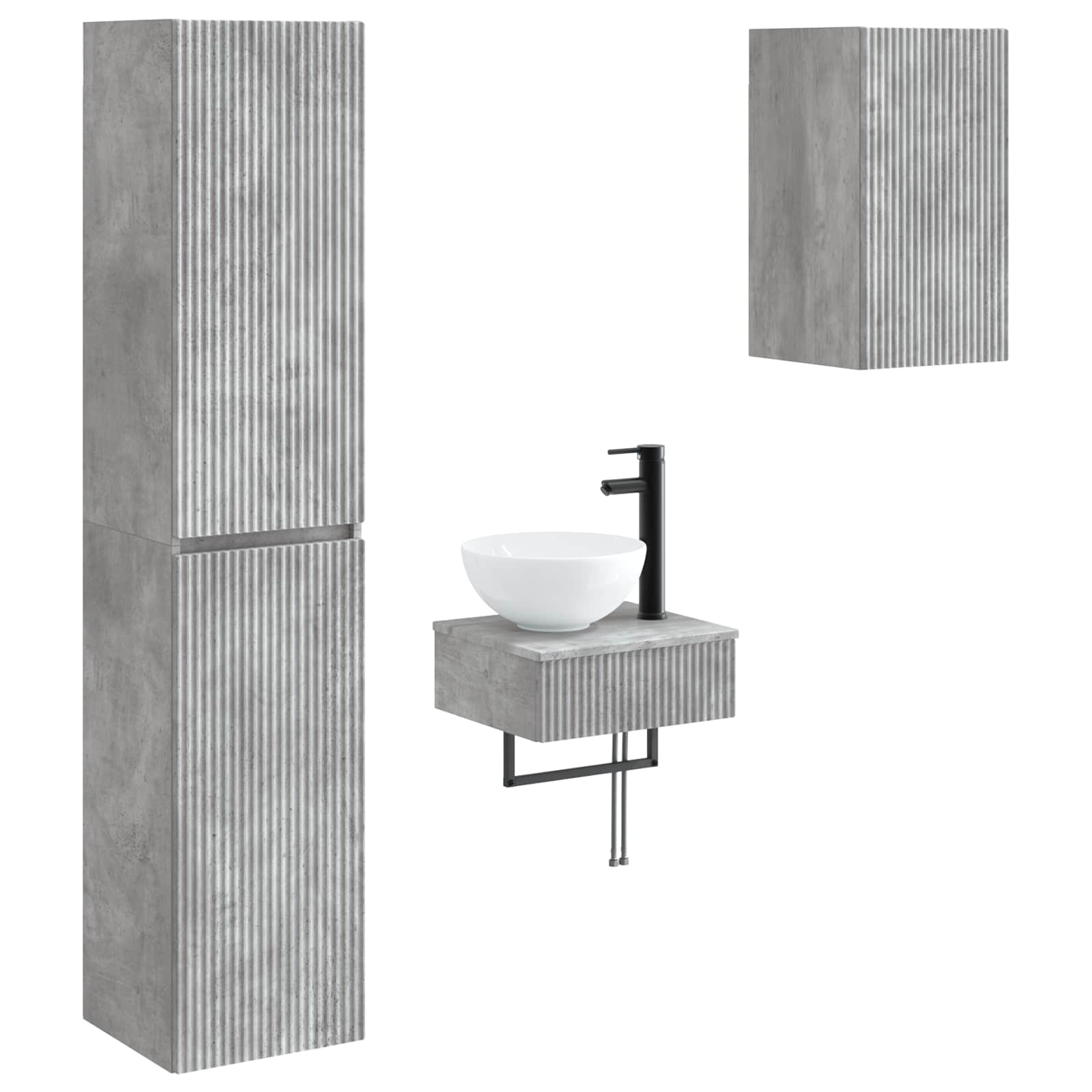 Ensemble de mobilier de salle de bain 3 pc Gris béton