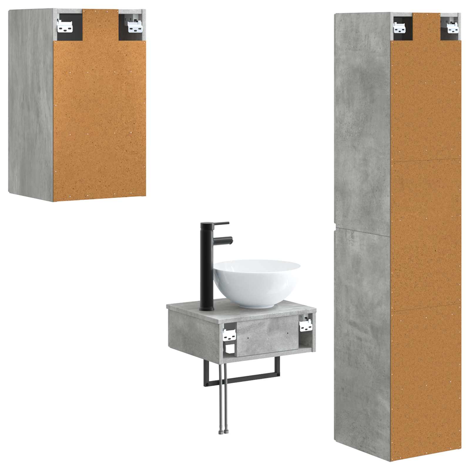 Ensemble de mobilier de salle de bain 3 pc Gris béton