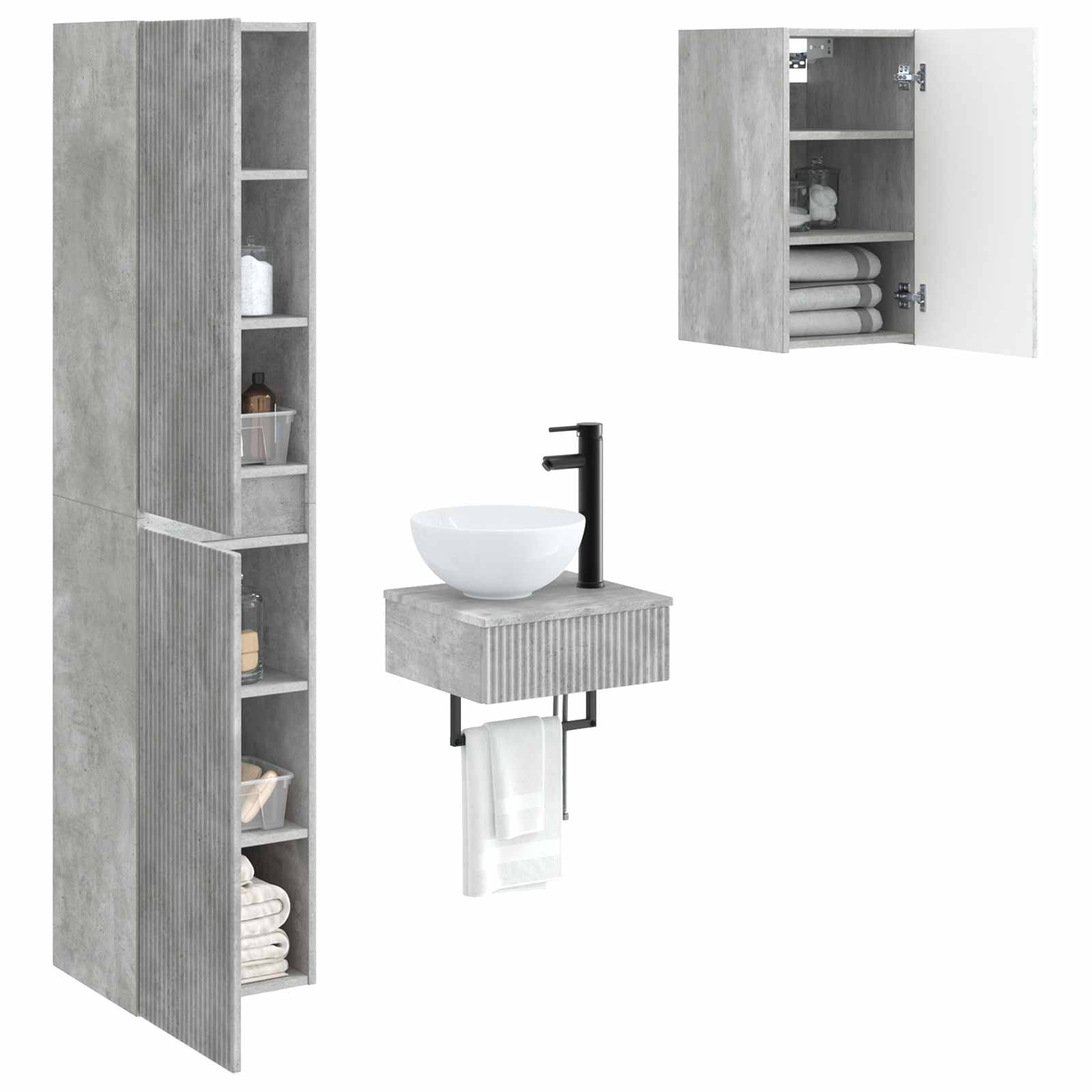 Ensemble de mobilier de salle de bain 3 pc Gris béton