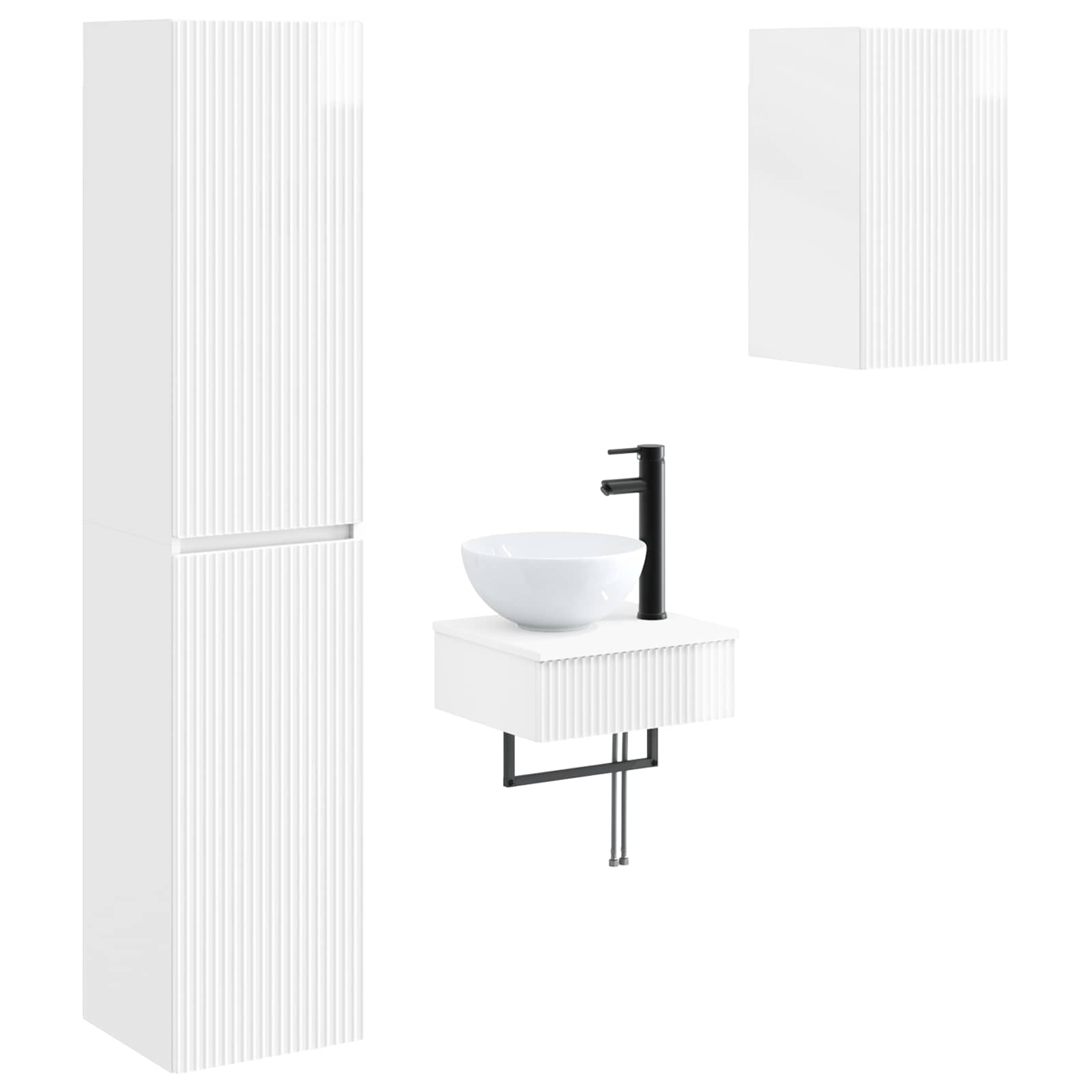 Ensemble de mobilier de salle de bain 3 pc Blanc brillant