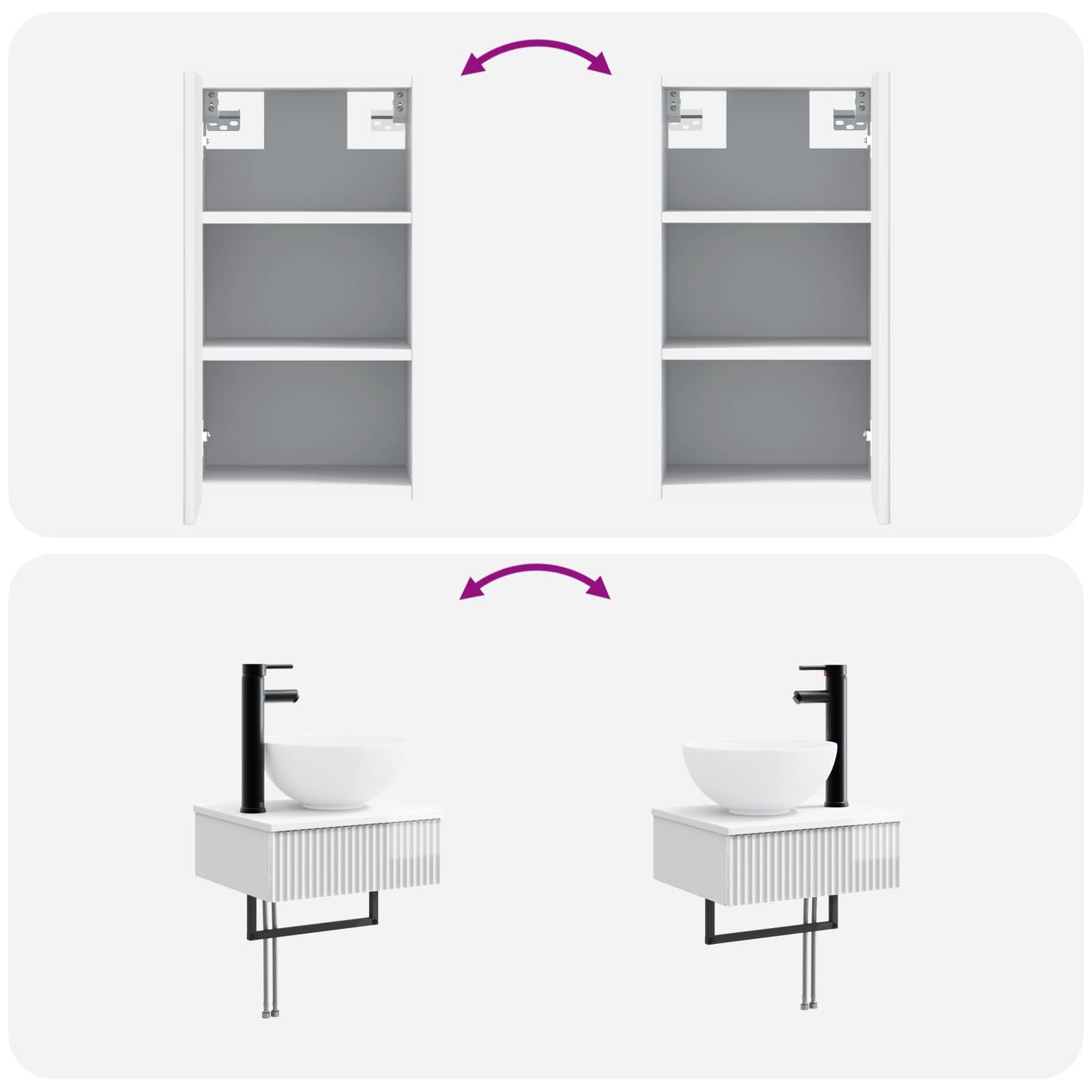 Ensemble de mobilier de salle de bain 3 pc Blanc brillant