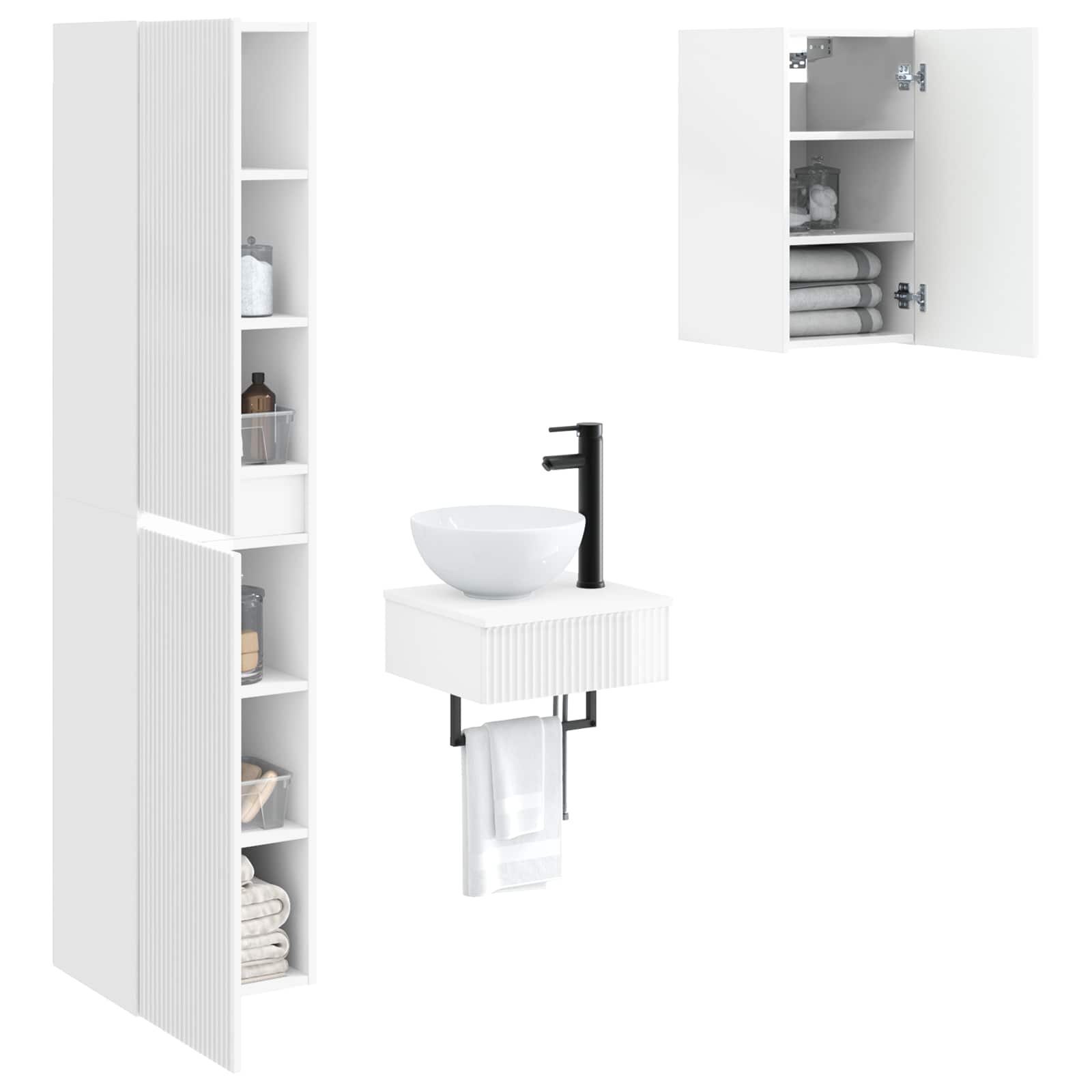 Ensemble de mobilier de salle de bain 3 pc Blanc brillant
