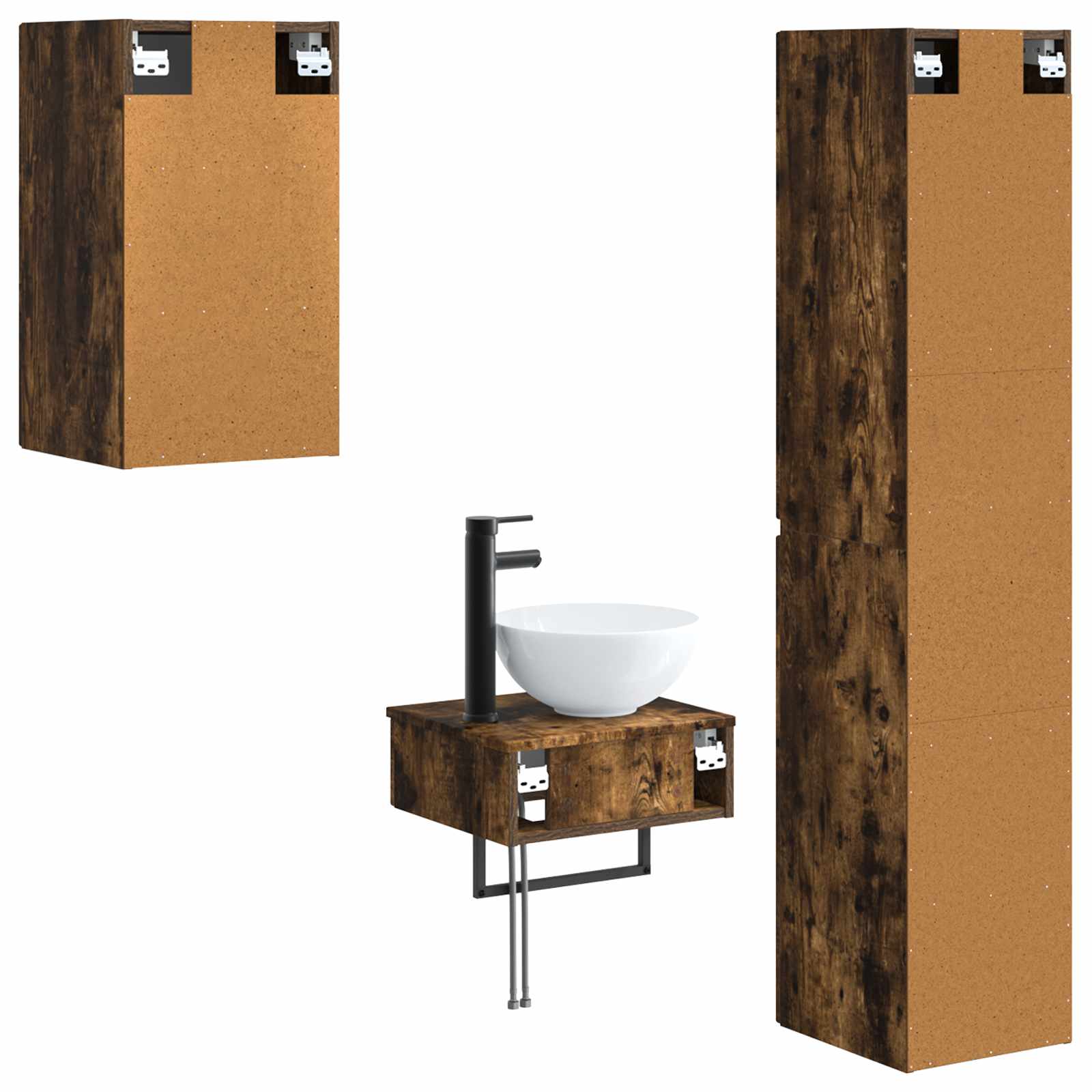 Ensemble de mobilier de salle de bain 3 pc Chêne fumé